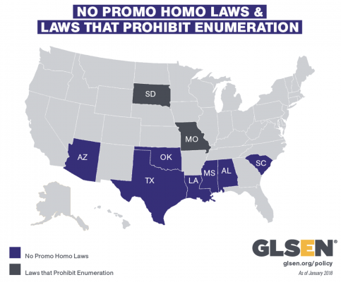 No Promo Homo Laws State Map