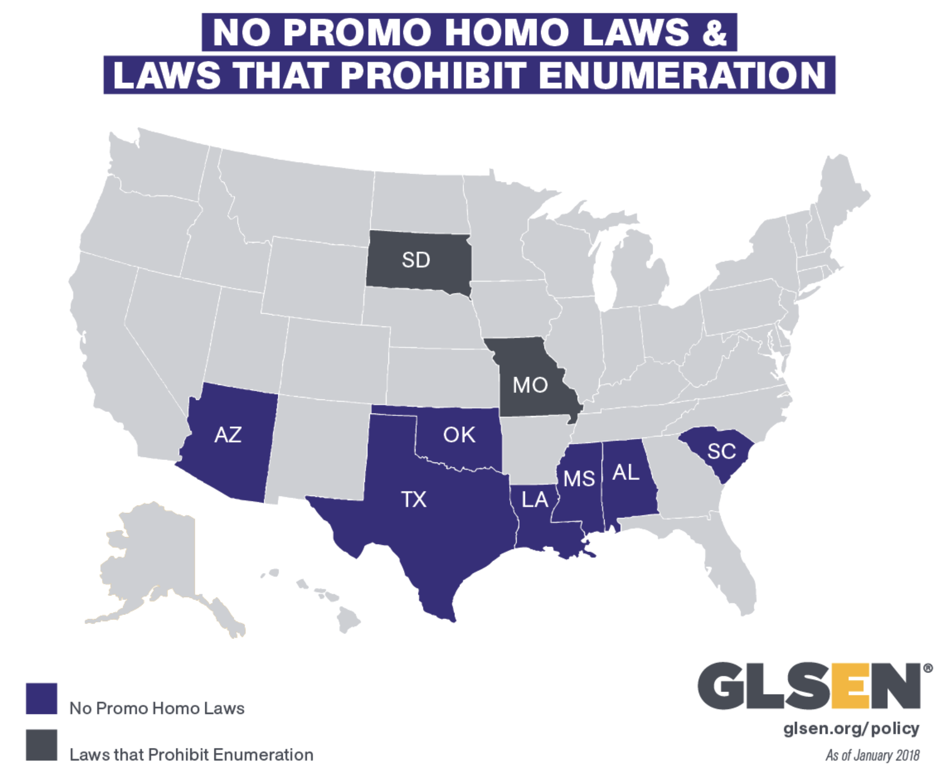 No Promo Homo Laws State Map