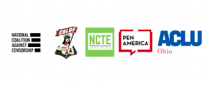 NCAC CBLDF NCTE PEN ACLU Ohio logos