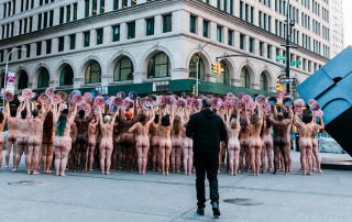 Spencer Tunick arranges nude models in front of Facebook headquarters