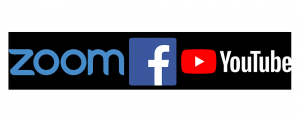 Logos for Zoom, Facebook and YouTube within a black censor bar