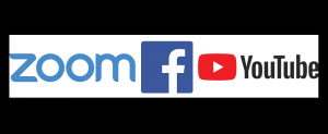 Zoom, Facebook and YouTube logos appear within a censor bar surrounded by black